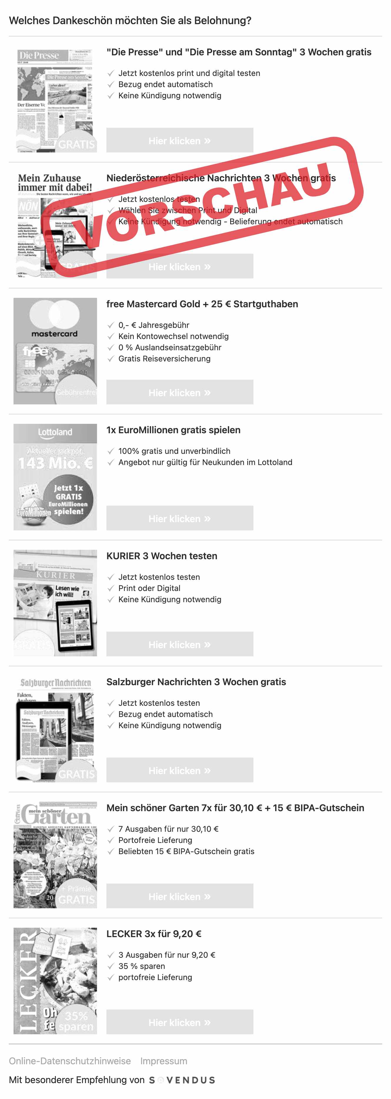 Beispiel für Treuepreise